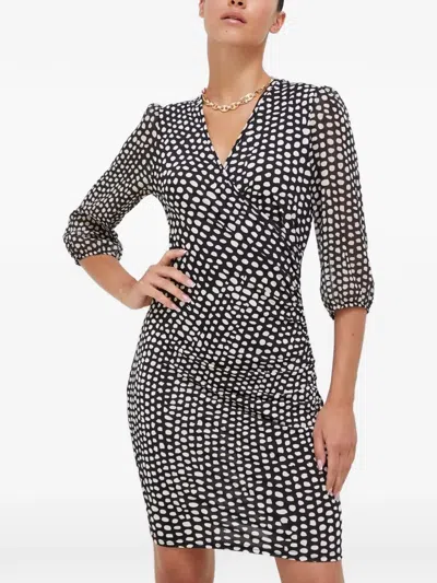 Morgan Polka-dot Wrap-style Midi Dress In Black