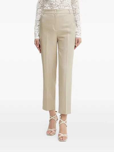 Morgan Pressed-crease Trousers In Neutral