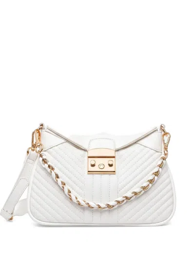 Morgan Quilted Chain Tote Bag In White
