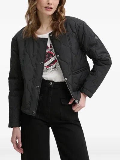 Morgan Quilted Zip-up Jacket In Black