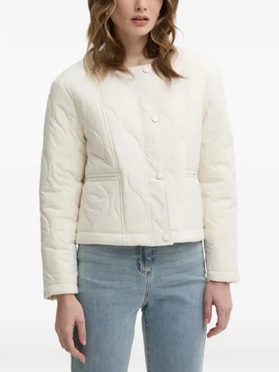 Morgan Quilted Zip-up Jacket In White