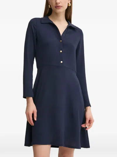 Morgan Rdinar Button-up Long-sleeve Dress In Blue