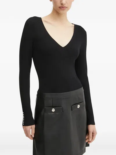 Morgan Regota Buttoned V-neck Mini Dress In Black
