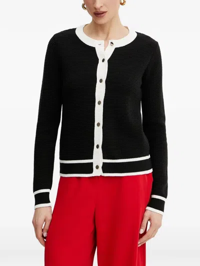 Morgan Ribbed Button-down Cardigan In Black