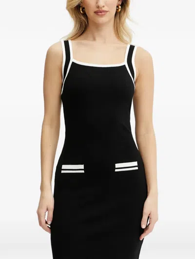 Morgan Ribbed-knit Contrast-trim Mini Dress In Purple