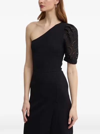 Morgan Rmabela One-shoulder Midi Dress In Black