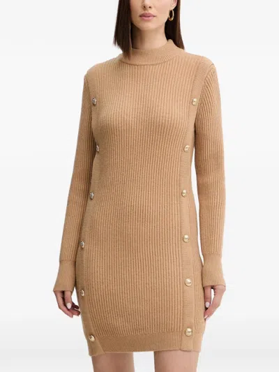 Morgan Rmcool Ribbed Button Mini Dress In Multi