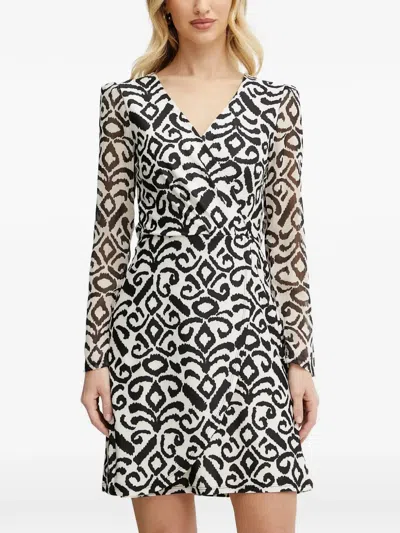 Morgan Rnaya All Over-print V-neck Mini Dress In Multi