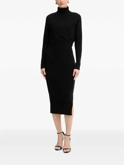 Morgan Roll-neck Midi Dress In 블랙