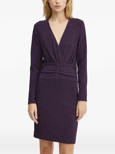 Morgan Rosie V-neck Mini Dress In Purple