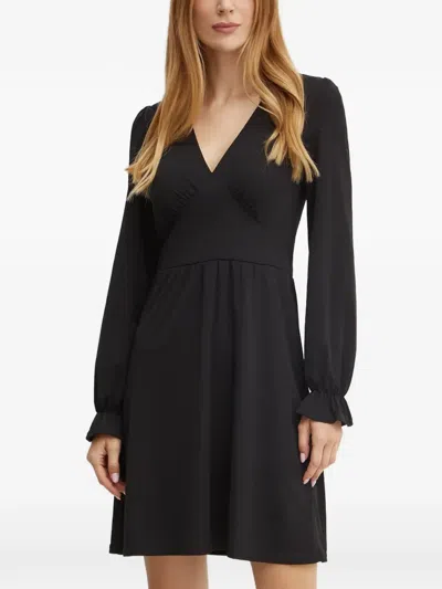Morgan Rsasha V-neck Long-sleeved Mini Dress In Black
