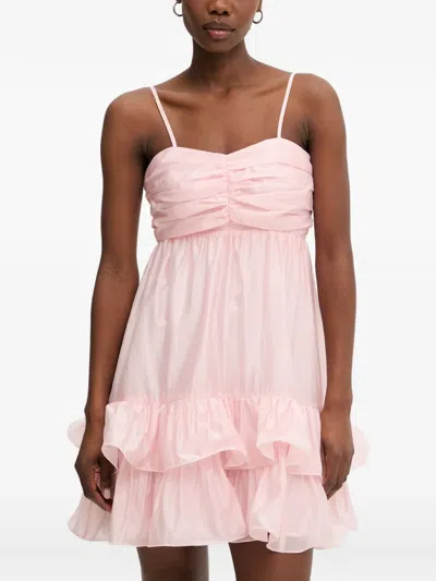 Morgan Ruched Tiered Mini Dress In Pink
