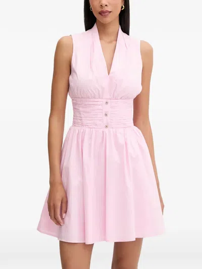 Morgan Ruched-waist Sleeveless Mini Dress In Pink