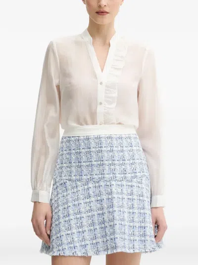 Morgan Ruffled Button Blouse In White