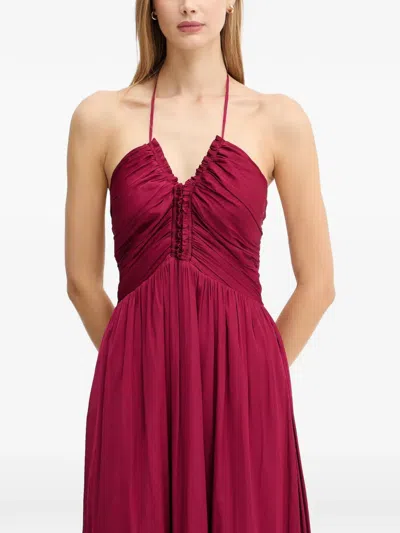 Morgan Ruffled-effect Midi Dress In Burgundy