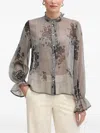 Morgan Ruffled Floral Blouse In Multi