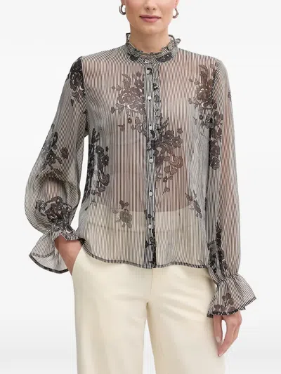 Morgan Ruffled Floral Blouse In Black
