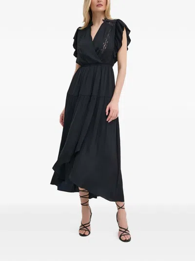 Morgan Ruffled Lace Midi Dress In Blue