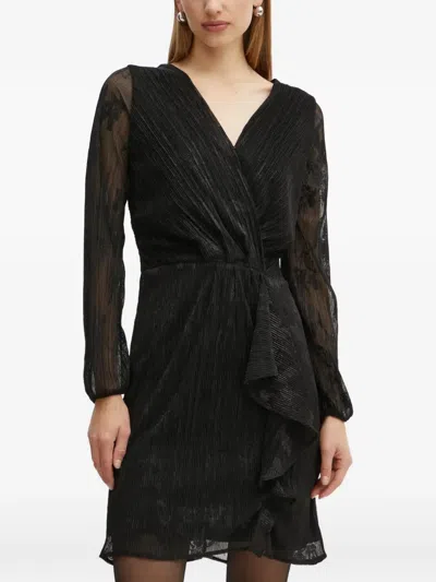 Morgan Ruffled Mini Dress In Black