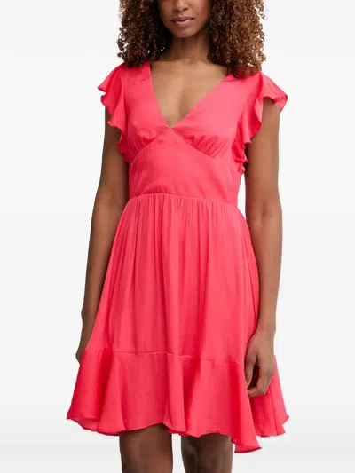 Morgan Ruffled Open-back Mini Dress In Pink