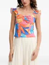 Morgan Ruffled Printed Blouse In Multi