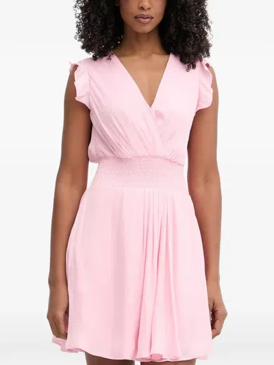 Morgan Ruffled Smocked-waist Mini Dress In Pink