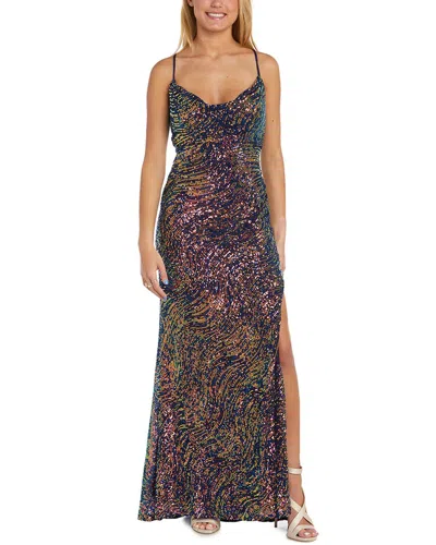 Morgan Sequin Gown In Blue