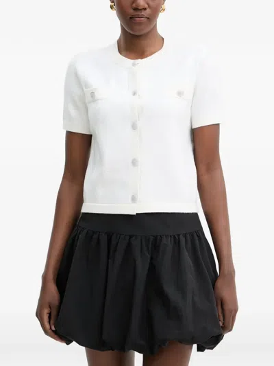 Morgan Sequin-embellished Short-sleeve Cardigan In White
