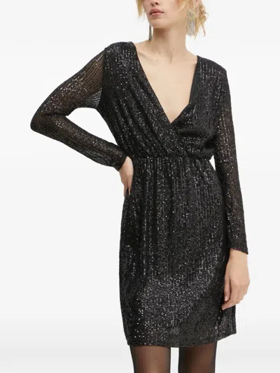 Morgan Sequin-embellished Wrap Mini Dress In Multi