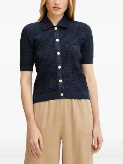 Morgan Short-sleeve Cardigan In Blue