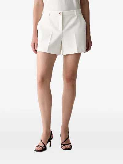 Morgan Shory Interwoven-button Pleated Shorts In 화이트