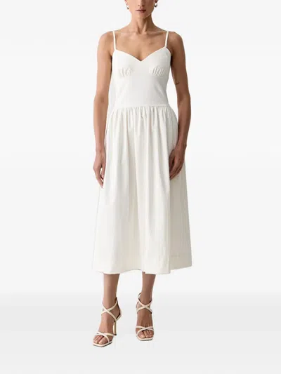 Morgan Smocked Tie-back Midi Dress In White