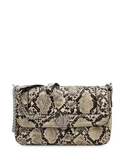 Morgan Snake-effect Quilted Cross Body Bag In Gray