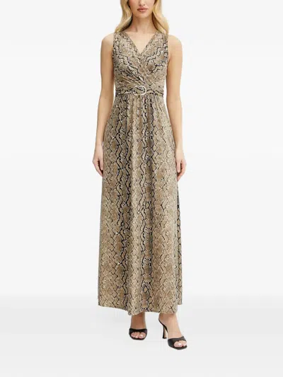 Morgan Snake-print Belted Maxi Dress In Multi