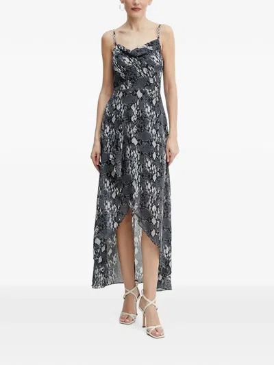 Morgan Snake-print Chain-link Strap Dress In Purple