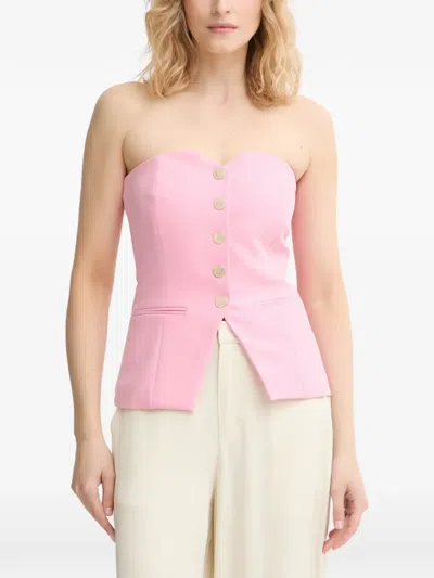 Morgan Strapless Button-up Top In Pink