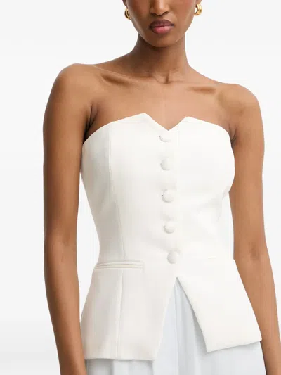 Morgan Strapless Button-up Top In White