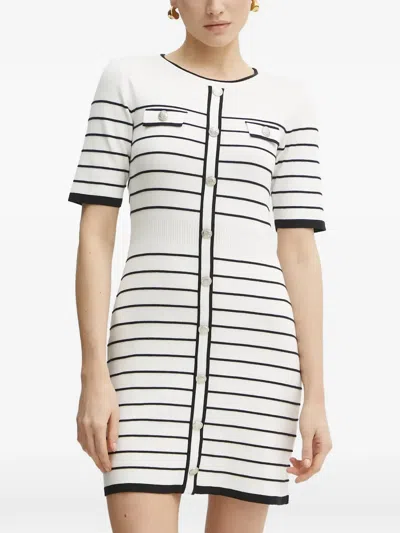 Morgan Striped Button-front Mini Dress In White