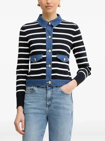Morgan Striped Cardigan In Red