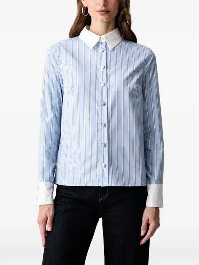 Morgan Striped Contrast-collar Shirt In Animal Print