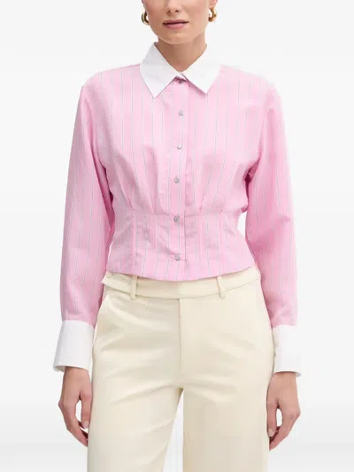 Morgan Striped Corset-style Shirt In Pink