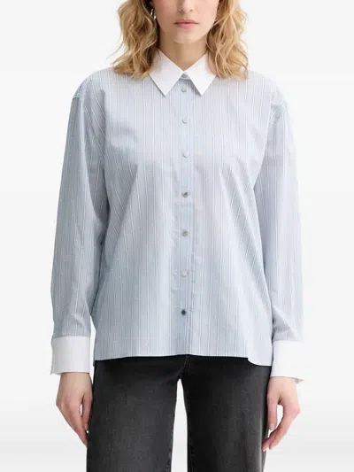 Morgan Striped Crystal-embellished Shirt In Blue