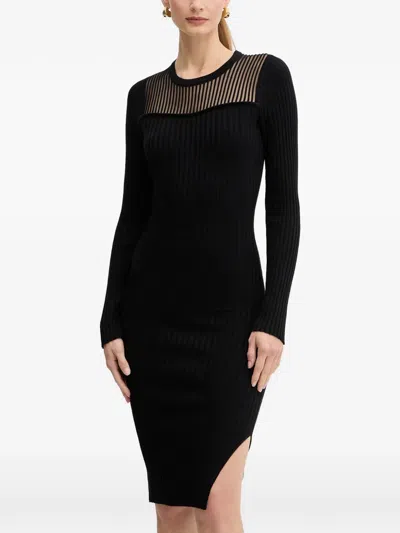 Morgan Striped Ribbed Dress In Multi