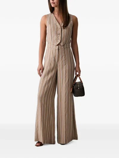 Morgan Striped Wide-leg Jumpsuit In Neutral