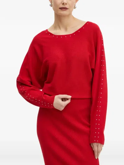 Morgan Studded Slit Maxi Dress In Red