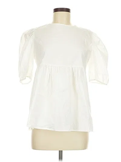 Pre-owned Morgan Taylor Short Sleeve Blouse In White