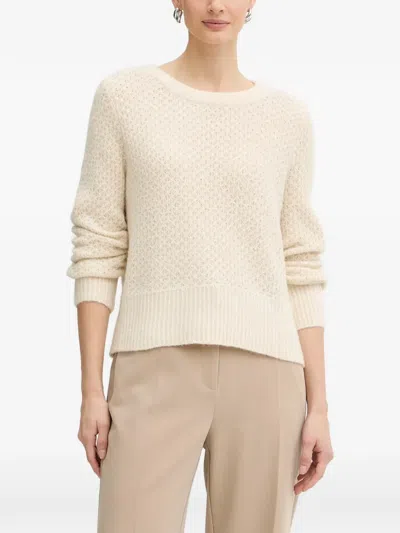 Morgan Textured Crew-neck Sweater In Neutral