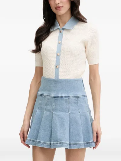 Morgan Textured-knit Polo-collar Cardigan In Neutrals