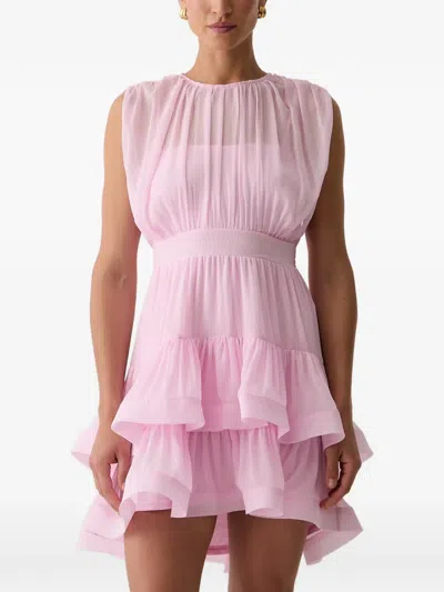 Morgan Tiered Ruffled Mini Dress In Pink