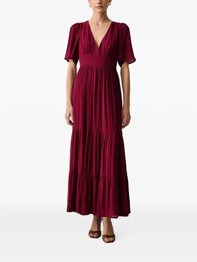 Morgan Tiered Tie-back Maxi Dress In Red